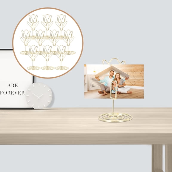 NICEXMAS 10Pcs Golden Metal Table Sign Stands for Weddings Birthday and Event Card Display