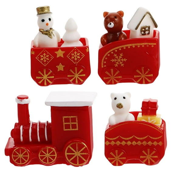 NICEXMAS Resin Snow Globe Mini Train Figurines, Assorted Colors, Decorative Craft Set