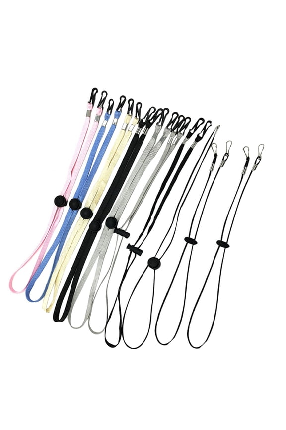 10Pcs Soft Polyester Face Mask Lanyard Adjustable Strap with Windproof Fixed Button