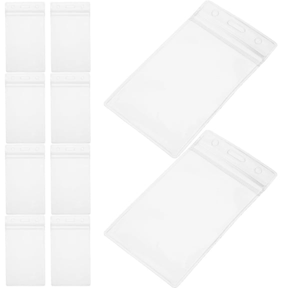 NICEXMAS 10Pcs Vertical Transparent PVC Badge Sleeve Card Holder with Anti Scratch Protection