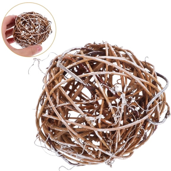 NICEXMAS 10Pcs Natural Brown Rattan Balls Decorative Accent Balls for Home Tabletop Hanging Ornaments