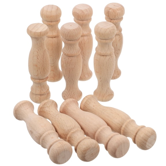 NICEXMAS 10Pcs Unfinished Khaki Wood Baluster Posts Small Roman Pillars for Home Decor