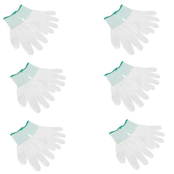 NICEXMAS 12Pairs Reusable PU Coated Nylon Quilting Gloves with Ergonomic Fit for Sewing and Anti Static Use