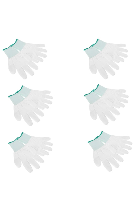 12 Pairs Finger Coated Gloves Quilting Gloves Light Green Nylon Anti Static for Staff in Laboratory