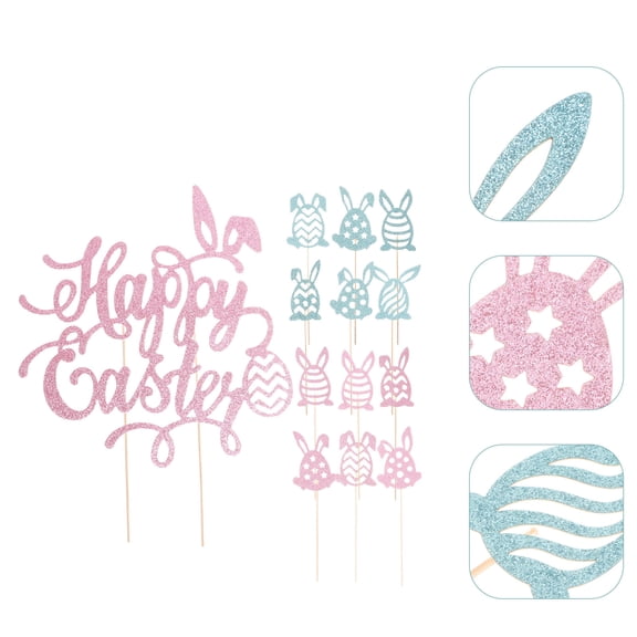 NICEXMAS 12-Pcs Cartoon Cake Topper Paper Food Embellishment Assorted Color for Baby Shower Friends