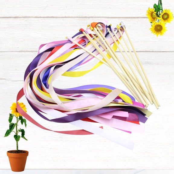 NICEXMAS 12Pcs Wedding Ribbon Sticks Assorted Colors Streamers for Festive Party and Reception