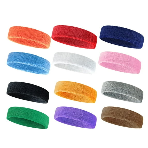NICEXMAS 12Pcs Running Hairband Pack Non Slip Sports Head Wrap in Assorted Colors