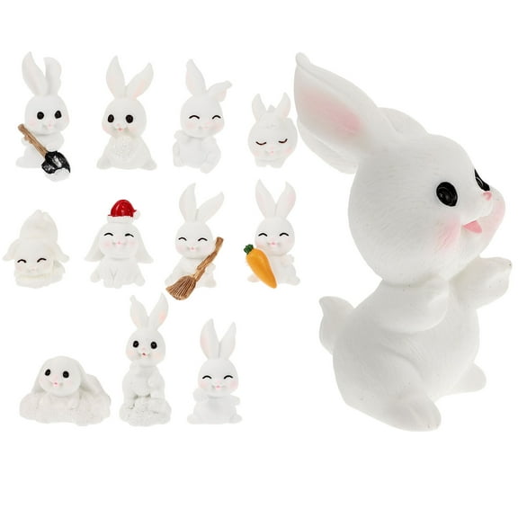 NICEXMAS 12Pcs Small Rabbit Sculpture Mini Bunny Craft Decoration for Birthday Party