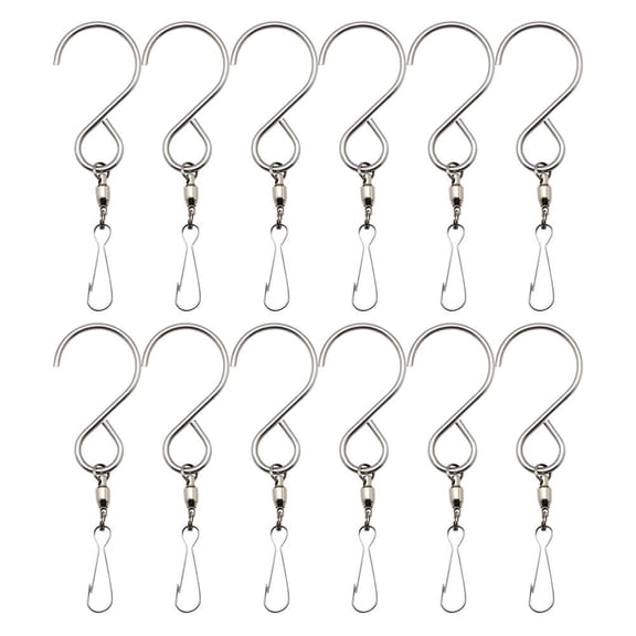NICEXMAS 12Pcs Stainless Steel Swivel Hooks Clips for Hanging Wind Chimes Lanterns and Plant Pots
