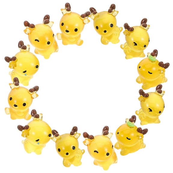 NICEXMAS 12-Piece Multicolor Resin Deer Figurines Set for Holiday Tabletop Decoration and Festive Home Decor