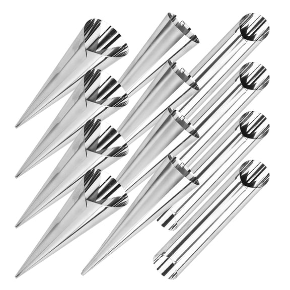 NICEXMAS 12Pcs Tubular Stainless Steel Croissant Baking Molds Cone Shape Pastry Bread Tool