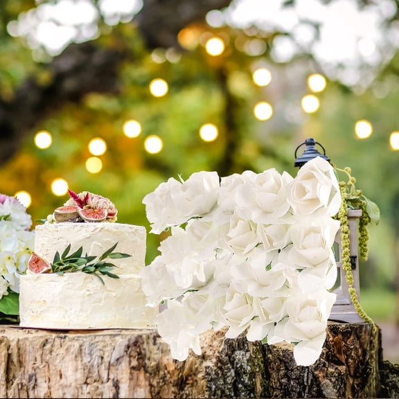 NICEXMAS 144 Pieces Small White Paper Flowers for Wedding Decorations, Party Decor, Craft Supplies and Event Styling
