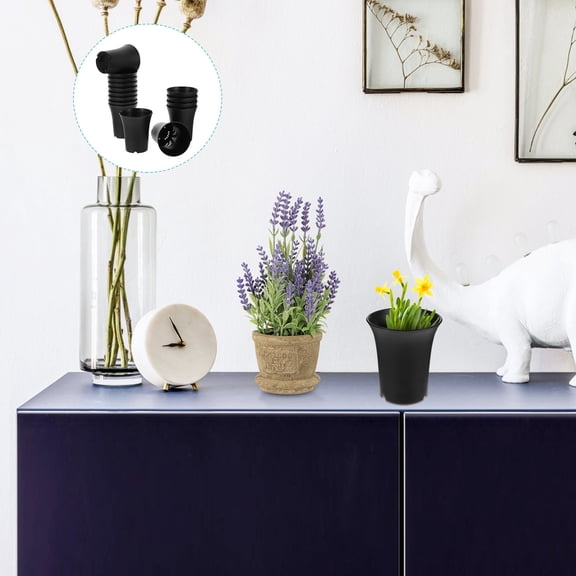 NICEXMAS 15 Pcs Flowerpot Sturdy Flower Pots Modern Cute Flower Pots Flower Plant Pot Air Black 10.5X12CM