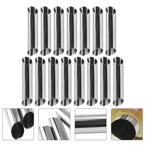 NICEXMAS 15-Piece Stainless Steel Croissant Baking Tubes Set, Non-Stick Bakeware for Easy Cleaning and Perfect Pastry Results