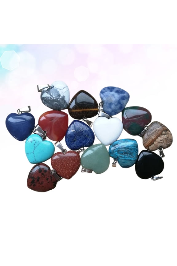 15Pcs Natural Stone Pendants Heart Shape For Diy Jewelry Lovers And Projects