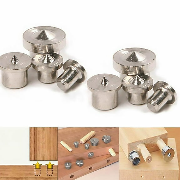NICEXMAS 16Pcs Chrome-Plated Metal Dowel Center Point for Furniture Making and DIY Projects