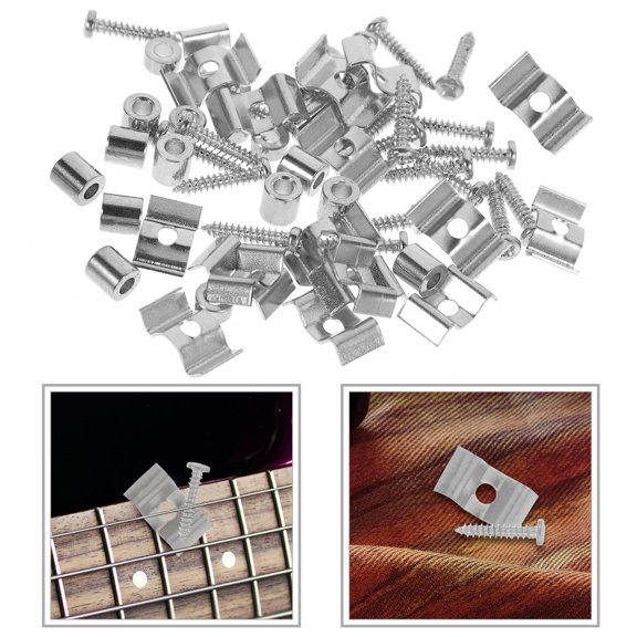 NICEXMAS 18Pcs Plated Silver Electric Bass Guitar String Retainers Metal Trees for Reliable Tuning Stability