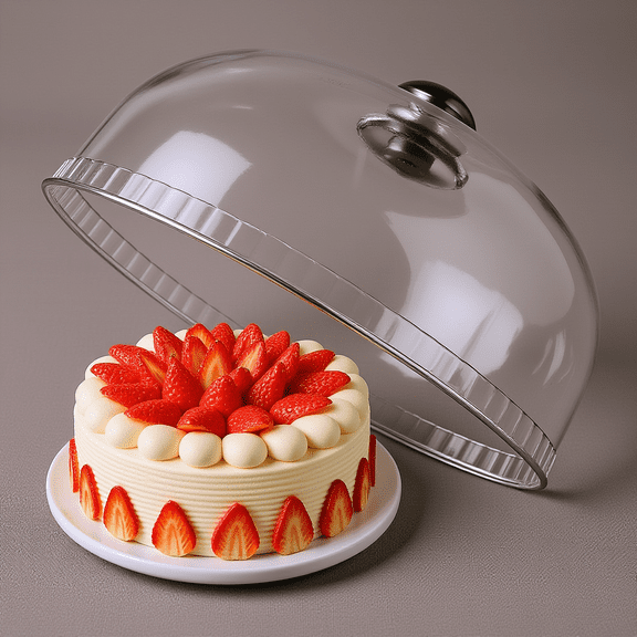 NICEXMAS 1PC Round Tray Cover for Cake Transparent Design Dust-proof for Gatherings