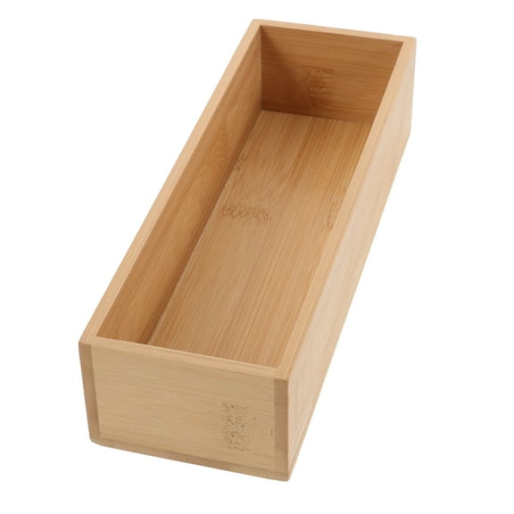 NICEXMAS 1Pack Bamboo Storage Box Rectangular Khaki For Home Organization 22.8X7.7X5In