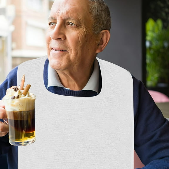 NICEXMAS 1Pack Cotton White Adult Bib For Eating And Stain Protection 76.20X45.72X0.30Cm