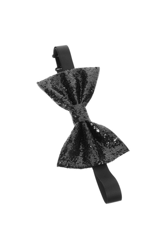 Pre-Tied Bow Tie Men Black Leather 1Pack 4.7X2.8X0.6In