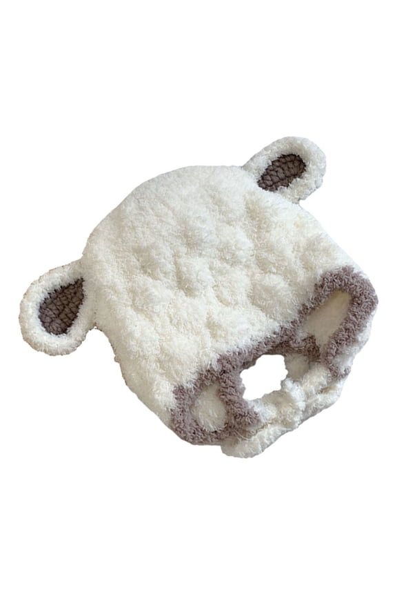Sheep Winter Hat Plush Hat White 1Pcs 7.1X5.5in