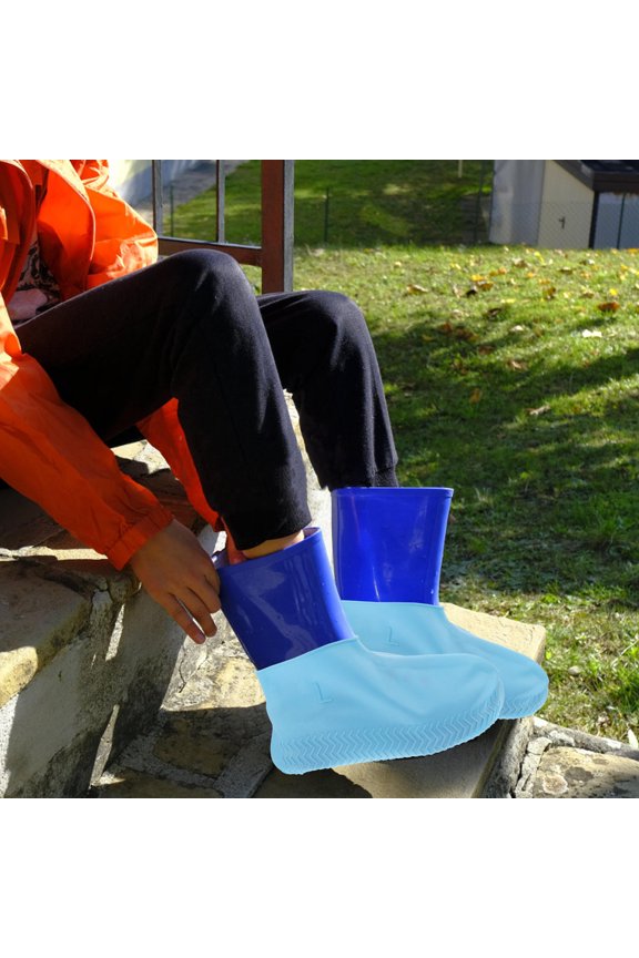 Silicone Shoe Covers, 1 Pair Thick Splashproof with Anti- Grip for Cycling, Walking & Outdoor Use