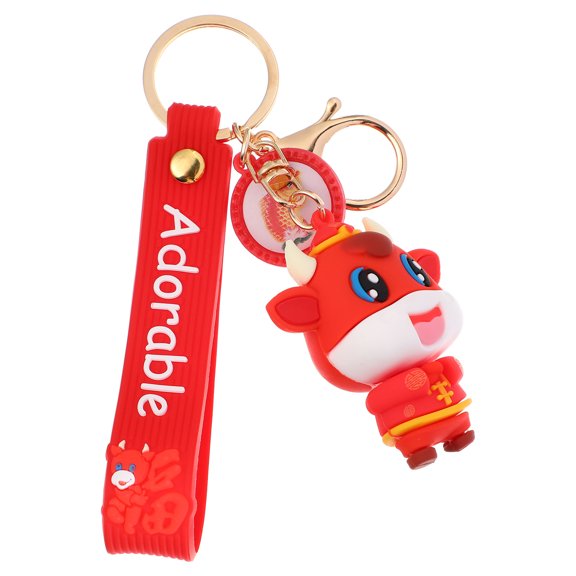 NICEXMAS Durable Red Ox Keychain Pendant for Bags and Party Decor 1Pc