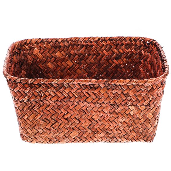 NICEXMAS 1Pc Orange Weave Desktop Basket Compact Storage Container for Living Room Organization