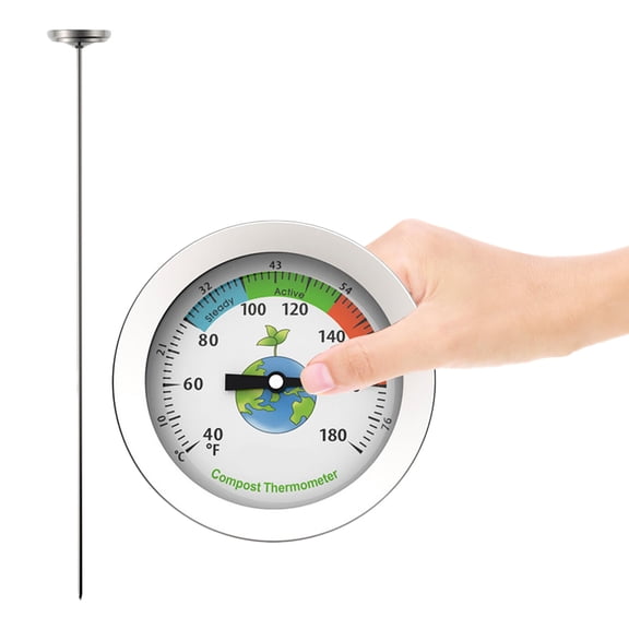 NICEXMAS 1Pc Premium Stainless Steel Compost Thermometer Durable Soil Temperature Tester Outdoor