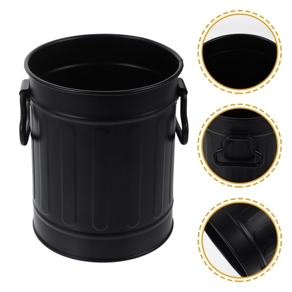 NICEXMAS 1Pcs Black Mini Desktop Trash Can With Lid For Office Environment Dormitory