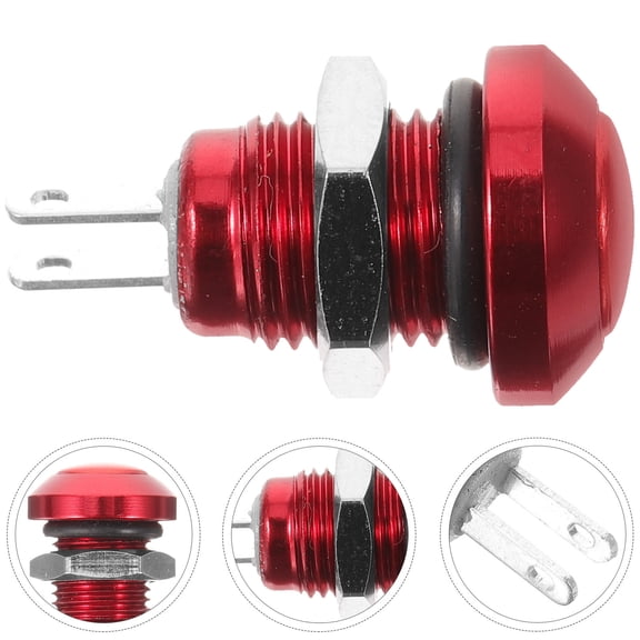 NICEXMAS 1Pcs Metal Red Round Button Switch Self-resetting Momentary Type For Automobiles