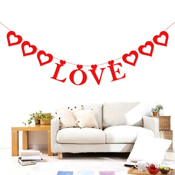 NICEXMAS Felt Banner Red 1Pack 11.8x7.1in Valentine Day Photo Props Simple and Chic