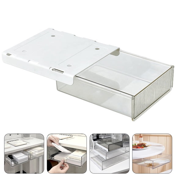 NICEXMAS Clear Under Desk Drawer Organizer with Self-Adhesive Tape for Office and Home Storage Solutions