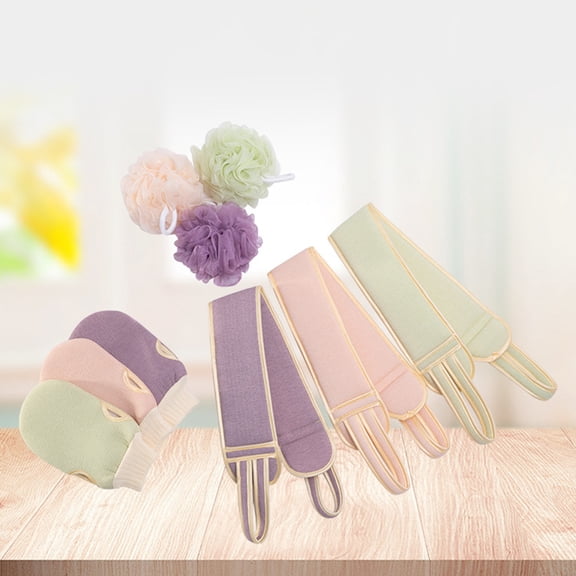 NICEXMAS 1Set Bath Rub Ball Towel Kit Purple with Hanging Design for Convenient Bath