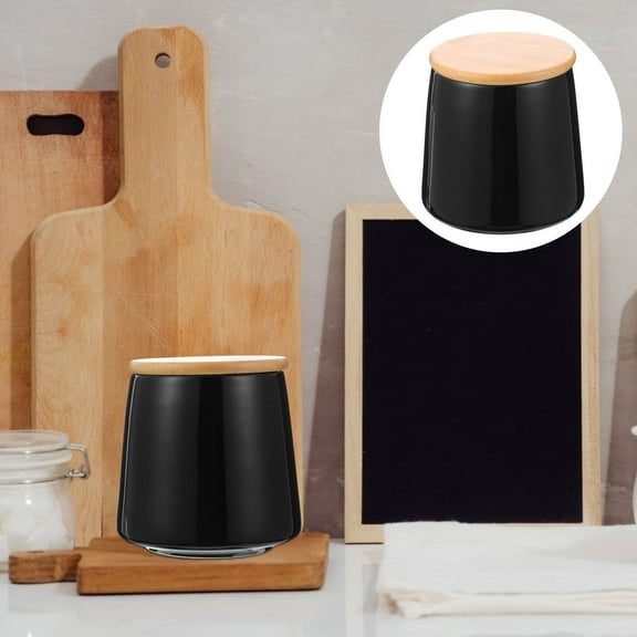 NICEXMAS 1Set Ceramic Kitchen Canisters Sets with Bamboo Lid for Food Preservation 10.5x10cm