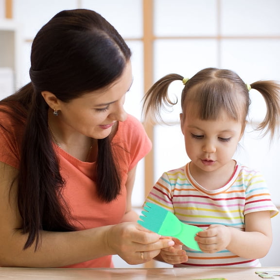 NICEXMAS 1Set Childrens Paint Brushes EVA Foam Wood For Diy Art Stamping Home Use