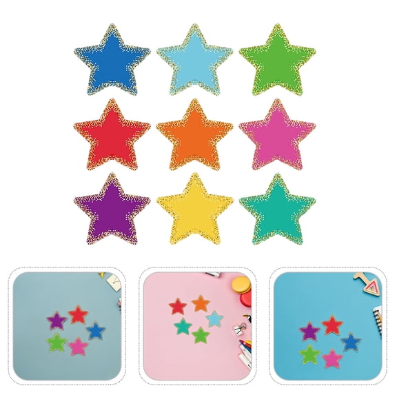 NICEXMAS Multicolor Star Paper Cutouts Set for Classroom Bulletin Board Decor and Craft Projects