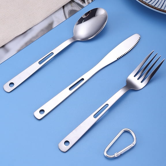 NICEXMAS Backpacking Utensil Set Portable Tableware Set Silver Stainless Steel 1 Set 6.3x0.8in