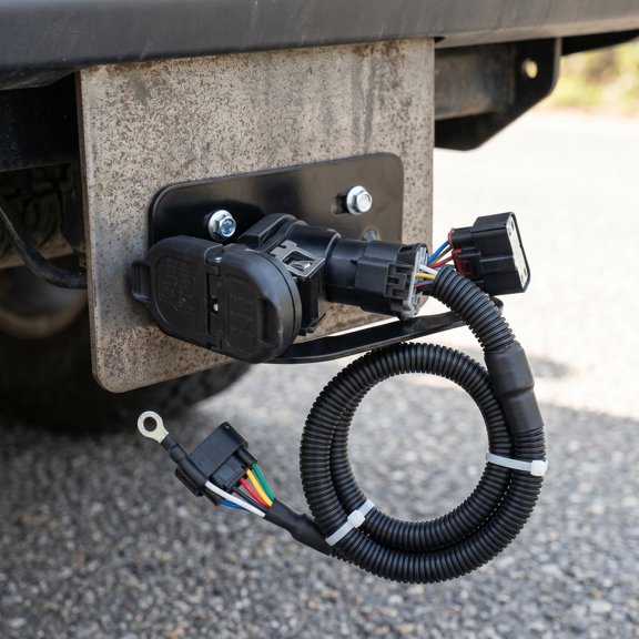 NICEXMAS 1Set Rv Trailer Wiring Kit with Trailer Plug Holder and Mounting Socket Bracket for Durable Towing Use