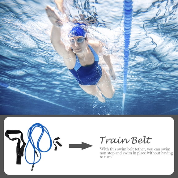 NICEXMAS 1Set Swim Resistance Band Kit with Black Swimming Train Belt and Bungee Rope for Pool Training