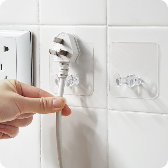 NICEXMAS Clear Plastic Adhesive Wall Hooks, 1 Set Damage-Free Non-Trace Hangers for Home, Kitchen, Bathroom, and Restaurant Use