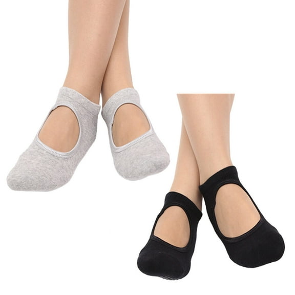 NICEXMAS Cotton Ankle Socks for Women 2 Pairs Grey Yoga Practice