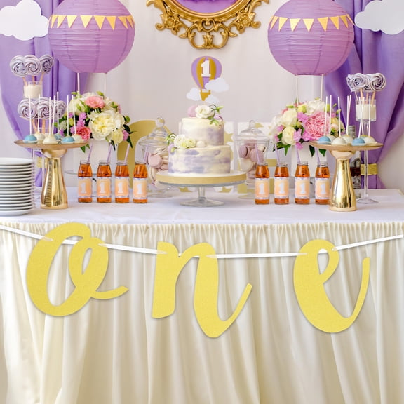 NICEXMAS 2Pcs Golden Happy 1St Birthday Banner for High Chair Party Decor