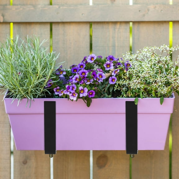 NICEXMAS 2Pcs Black Window Box Brackets Metal Planter Hooks for Indoor Outdoor Flower Pot Hanging