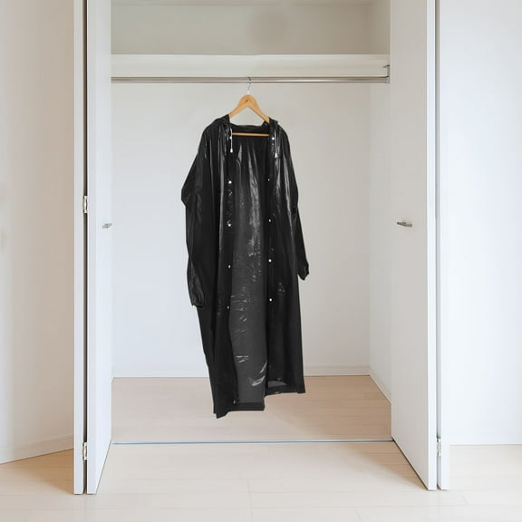 NICEXMAS 2Pcs Waterproof Eva Long Raincoat for Men Heavy Duty Portable Outdoor Rain Jacket Black