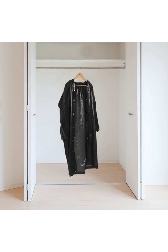 2Pcs Waterproof Eva Long Raincoat for Men Heavy Duty Portable Outdoor Rain Jacket Black