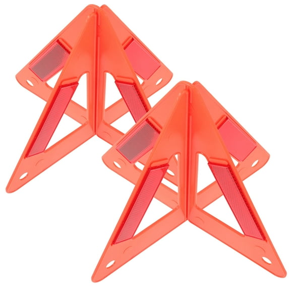 NICEXMAS 2-Pack Red Reflective Road Warning Signs with Plastic for Enhanced Roadside Safety and Visibility