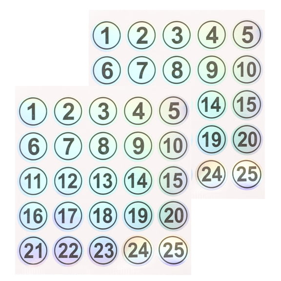 NICEXMAS 2 Sheets Digital Stickers Small Round PVC for Gym Lockers and Door Labeling 0.8x0.8in