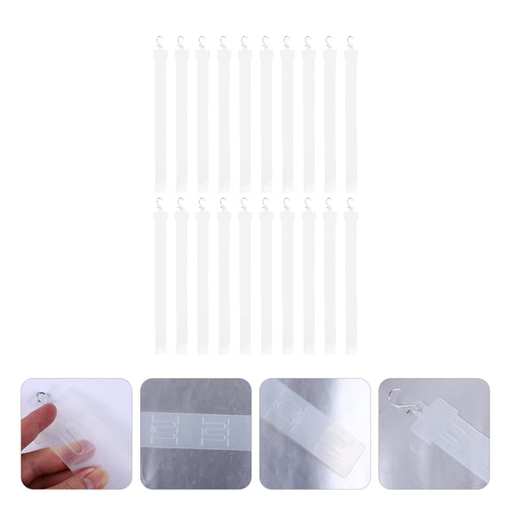 NICEXMAS 20 Pcs Hook Plastic Hanging Strips Display Clips 50.00X4.00X0.10CM White